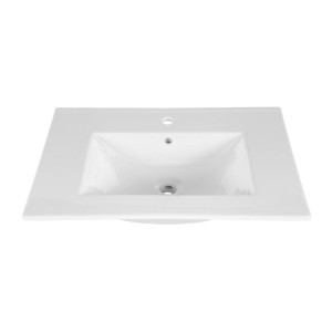 Set FIDJI: Waschbeckenunterschrank 60cm + Einbauwaschbecken weiß + Siphon + Spiegel + LED + Hochschrank