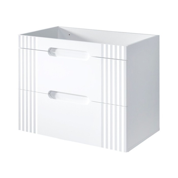 Conjunto FIDJI: mueble bajo lavabo de 80cm + encimera para lavabo + lavabo ovalado asimétrico de aspecto mármol + patas