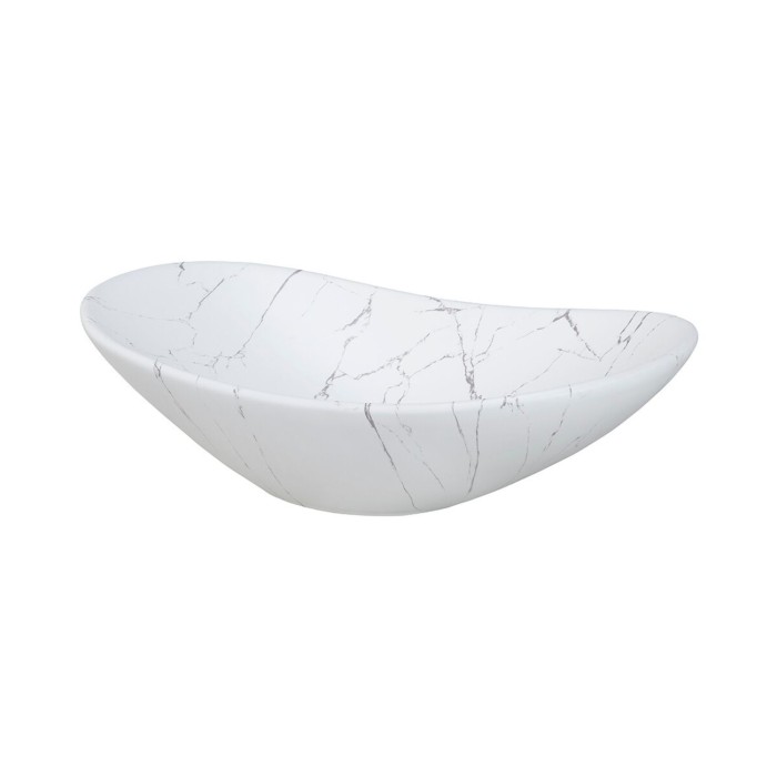 Conjunto FIDJI: mueble bajo lavabo de 80cm + encimera para lavabo + lavabo ovalado asimétrico de aspecto mármol + patas