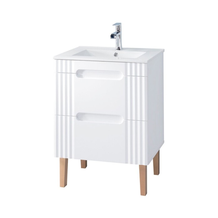 Ensemble FIDJI : meuble sous vasque 60cm, vasque à encastrer, siphon et pieds