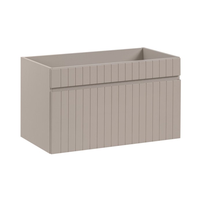 Insieme ICON: mobile sottolavabo 180cm colore cachemire con nicchie visibili effetto legno + piano per lavabo effetto legno