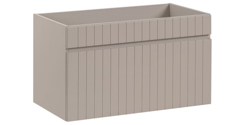 ICON Set: Unterschrank 180cm mit sichtbaren Nischen + 2 runde Aufsatzwaschbecken + 2 Spiegel + 2 LED-Lampen + Hochschrank