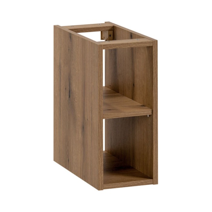 Insieme ICON: mobile sottolavabo 140cm cachemire con nicchie visibili effetto legno + piano per lavabo effetto legno