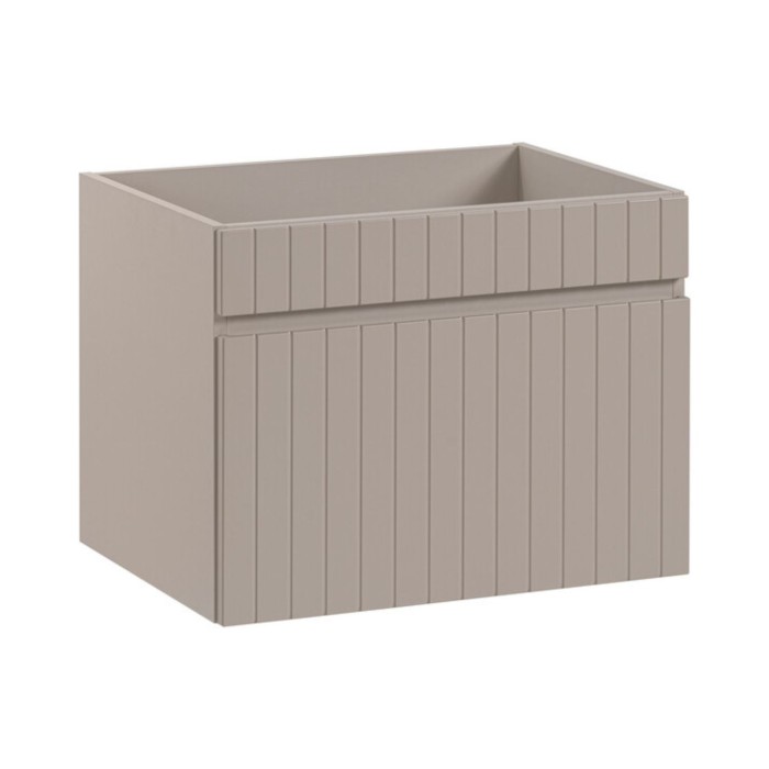 Insieme ICON: mobile sottolavabo 140cm cachemire con nicchie visibili effetto legno + piano per lavabo effetto legno