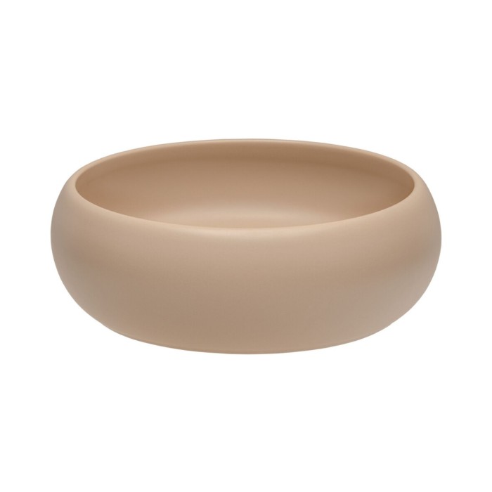 Insieme ICON: mobile sottolavabo 100cm cachemire + piano per lavabo effetto legno + lavabo rotondo da appoggio