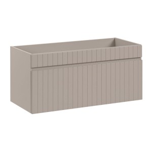 Badezimmer-Set ICON: Waschbeckenunterschrank 100cm Kaschmir + Arbeitsplatte in Holzoptik für Waschbecken