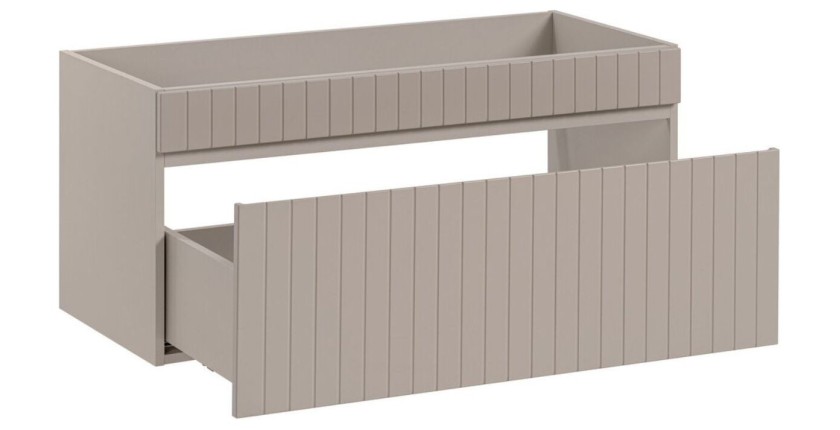 Badezimmer-Set ICON: Waschbeckenunterschrank 100cm Kaschmir + Arbeitsplatte in Holzoptik für Waschbecken