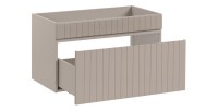 Badezimmer-Set ICON: Waschtischunterschrank 80cm Kaschmir + Waschtischplatte in Holzoptik