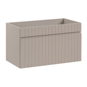 Badezimmer-Set ICON: Waschtischunterschrank 80cm Kaschmir + Waschtischplatte in Holzoptik