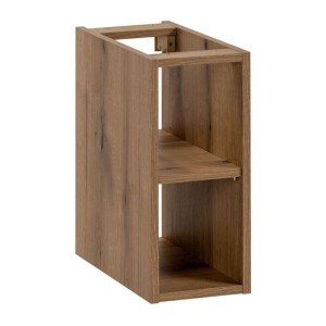 Insieme ICON: mobile sotto lavabo 60cm cachemire con nicchie visibili + piano per lavabo effetto legno + lavabo da appoggio roto