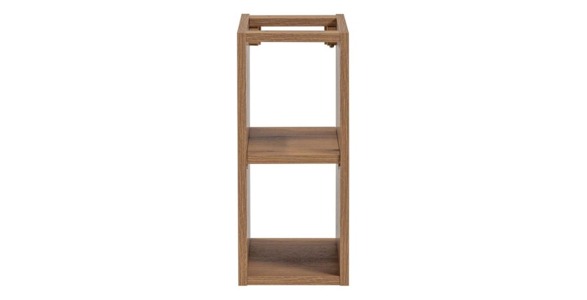 Insieme ICON: mobile sotto lavabo 60cm cachemire con nicchie visibili + piano per lavabo effetto legno + lavabo da appoggio roto