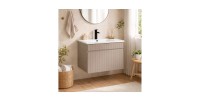 Badkamerset ICON: onderkast 60cm kasjmier + ingebouwde witte wasbak