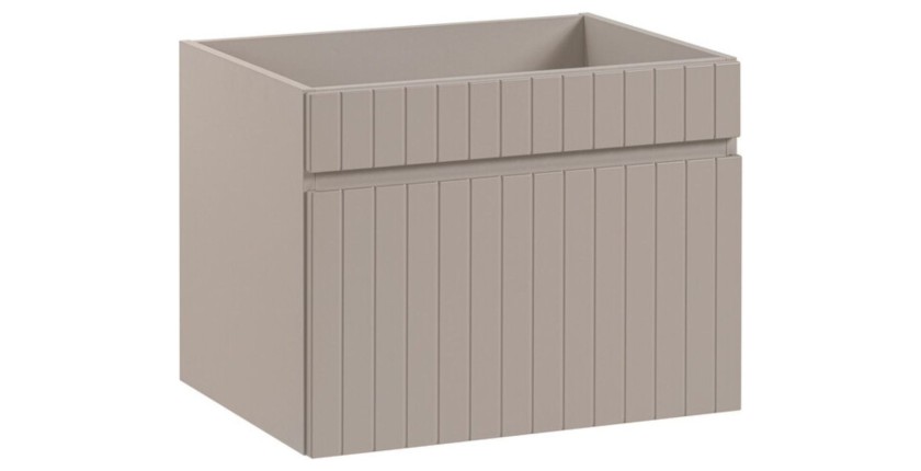 Set ICON: mobile sottolavabo 60cm cachemire + piano per lavabo effetto legno + lavabo da appoggio rotondo