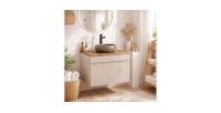 Badkamerset ICON: onderkast 60cm kasjmier + houtlook wastafelblad