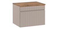 Badkamerset ICON: onderkast 60cm kasjmier + houtlook wastafelblad