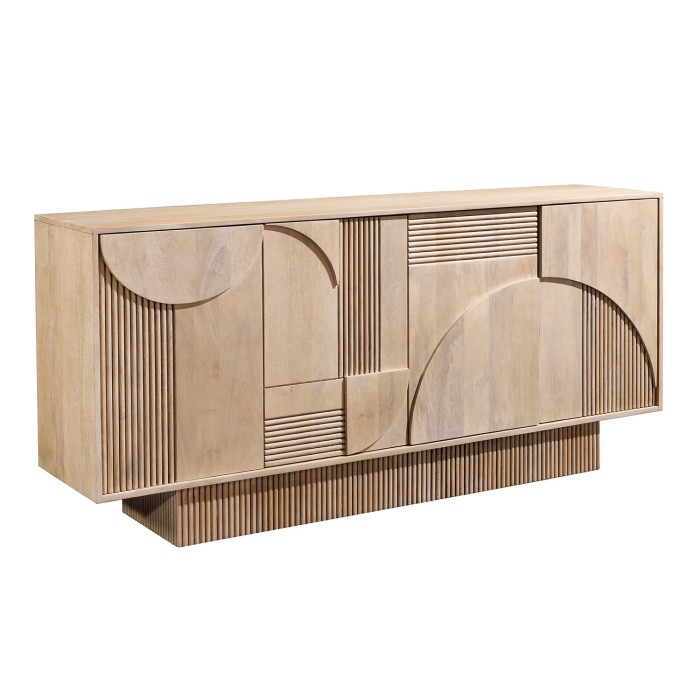 Buffet ORINO 170 cm – Bois massif de manguier blanchi – Style Art Déco