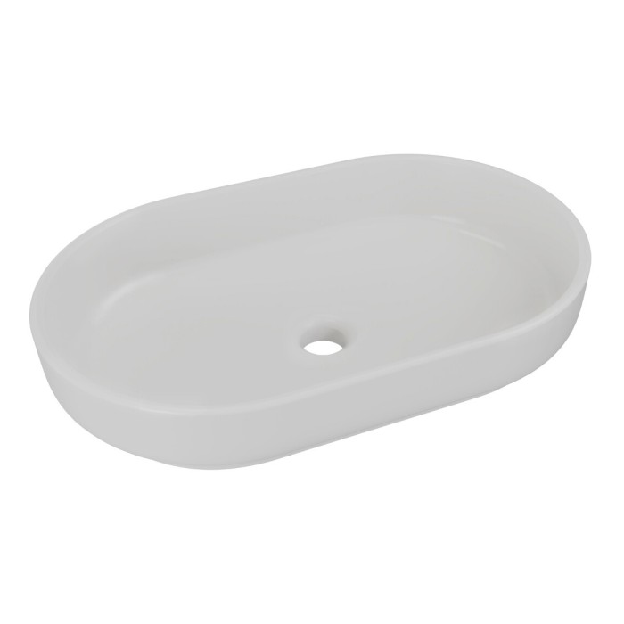 Ovale opbouw waskom 55x35 cm in mat lichtgrijze keramiek