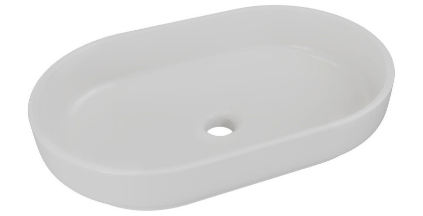 Vasque à poser ovale 55x35 cm en céramique gris clair mate