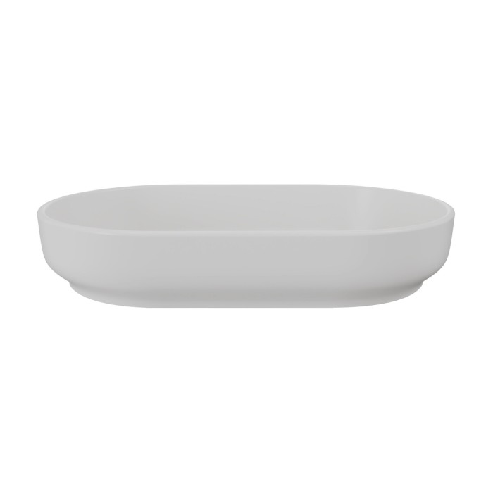 Ovale opbouw waskom 55x35 cm in mat lichtgrijze keramiek