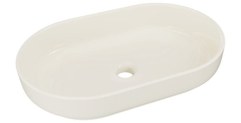 Vasque à poser ovale 55x35 cm en céramique ivoire mate