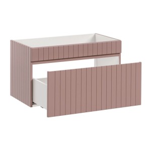 Ensemble ICON : meubles sous vasque 180cm avec niches visibles + deux vasques à poser + miroirs + lampes LED + colonne