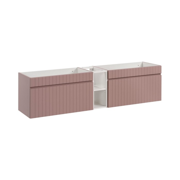 Badezimmer-Set ICON: Unterschrank 180cm in pudrigem Rosa mit sichtbaren weißen Nischen