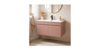 Ensemble de salle de bain ICON : meuble sous vasque 80cm rose poudré + vasque à encastrer blanche