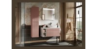 Ensemble ICON : meubles sous vasque 100cm avec niches visibles + plan pour vasque + vasque à poser + miroir LED + colonne