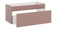 Ensemble ICON : meuble sous vasque 100cm rose poudré + plan pour vasque blanc + vasque à poser mouchetée