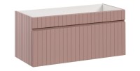 Ensemble ICON : meuble sous vasque 100cm rose poudré + plan pour vasque blanc + vasque à poser mouchetée