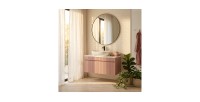 Ensemble ICON : meuble sous vasque 100cm rose poudré + plan pour vasque blanc + vasque à poser mouchetée