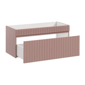 Ensemble de salle de bain ICON : meuble sous vasque 100cm rose poudré + plan pour vasque blanc