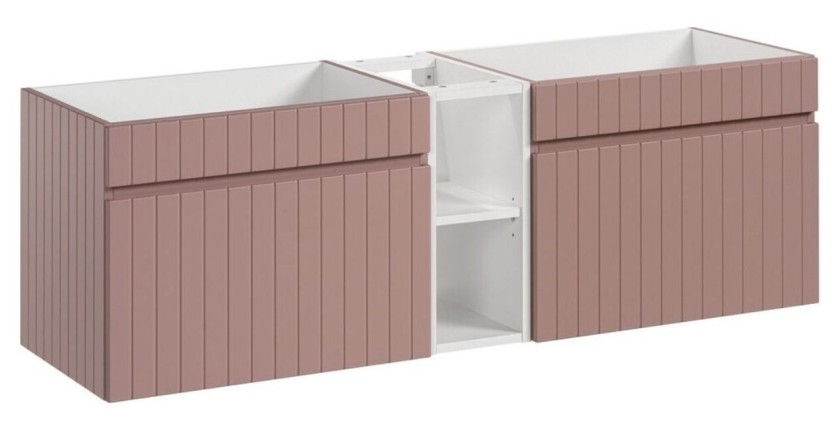 Ensemble ICON rose : meubles sous vasque 60cm et niches visibles blanches