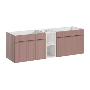 Ensemble ICON rose : meubles sous vasque 60cm et niches visibles blanches
