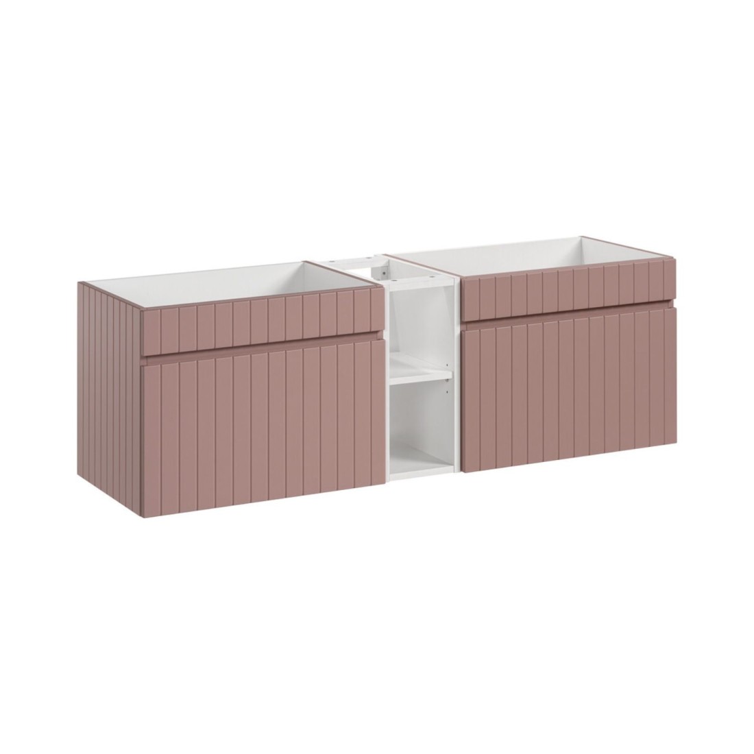 Ensemble ICON rose : meubles sous vasque 60cm et niches visibles blanches