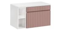 Ensemble ICON rose : meuble sous vasque 60cm, niches visibles et plan pour vasque blanc