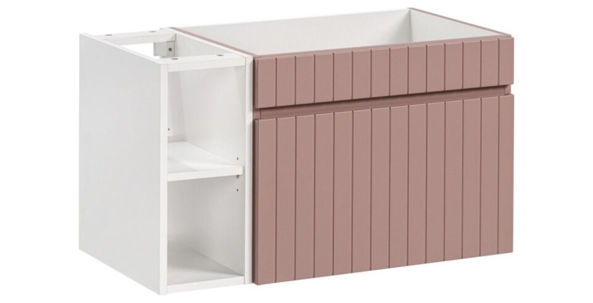 Ensemble ICON rose : meuble sous vasque 60cm et niches visibles blanches