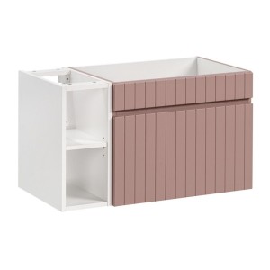 Ensemble ICON rose : meuble sous vasque 60cm et niches visibles blanches