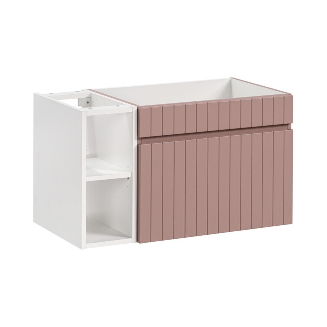Ensemble ICON rose : meuble sous vasque 60cm et niches visibles blanches