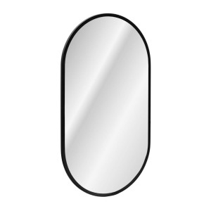 Miroir ovale avec cadre noir et LED intégrée