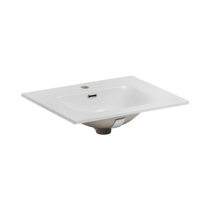 Badezimmer-Set ICON: Unterschrank 60 cm in Puderrosa + weißes Einbauwaschbecken