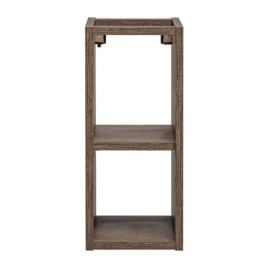 Meuble avec niches visibles aspect bois foncé vu de face