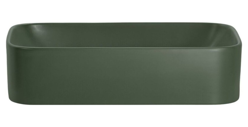Vasque à poser vertes rectangulaires vue de face