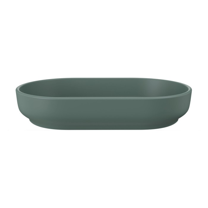 Lavabo ovale da appoggio 55x35 cm in ceramica verde foresta opaco