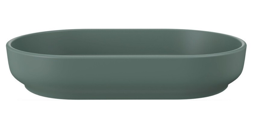Vasque à poser ovale 55x35 cm en céramique vert forêt mate