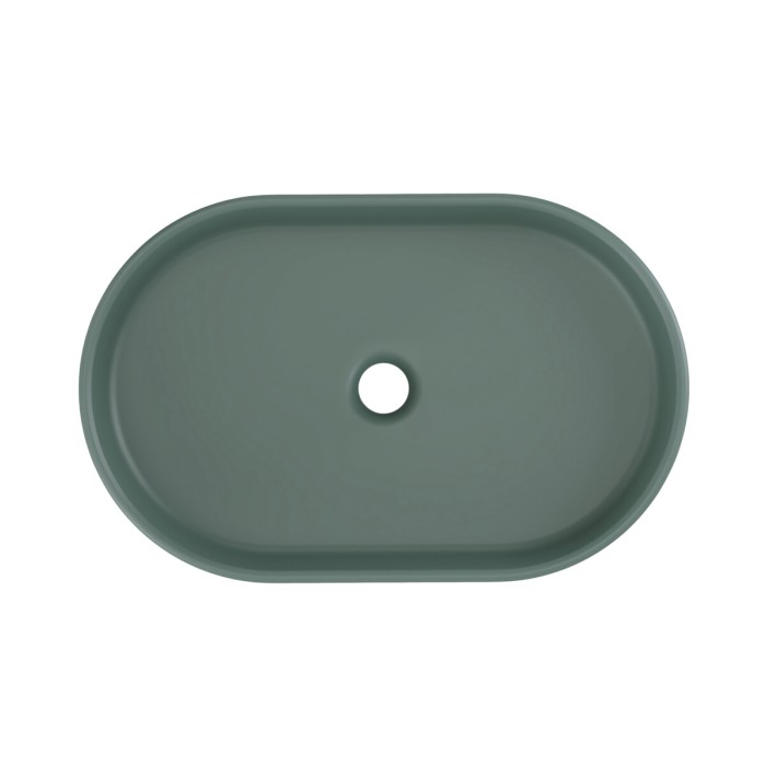 Lavabo ovale da appoggio 55x35 cm in ceramica verde foresta opaco