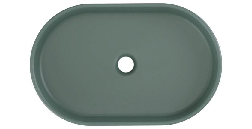 Vasque à poser ovale 55x35 cm en céramique vert forêt mate