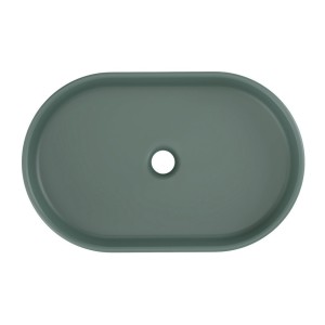 Vasque à poser ovale 55x35 cm en céramique vert forêt mate