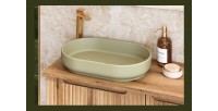 Vasque à poser ovale 55x35 cm en céramique vert olive mate