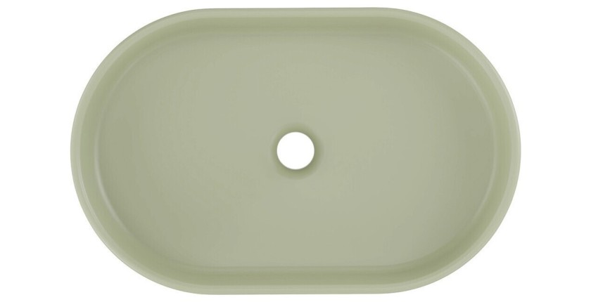 Vasque à poser ovale 55x35 cm en céramique vert olive mate